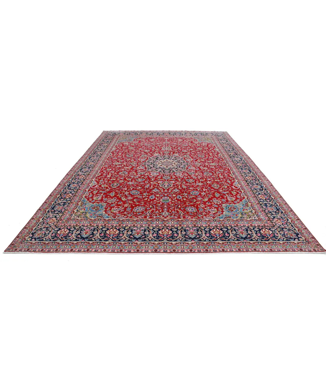 Hand Knotted Oriental Kerman Wool Rug - 9'10'' x 13'8''