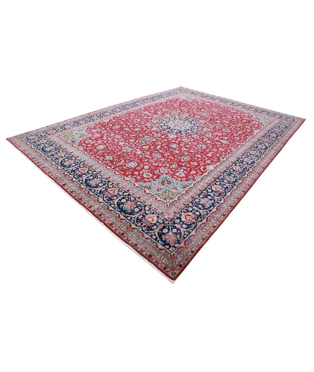 Hand Knotted Oriental Kerman Wool Rug - 9'10'' x 13'8''