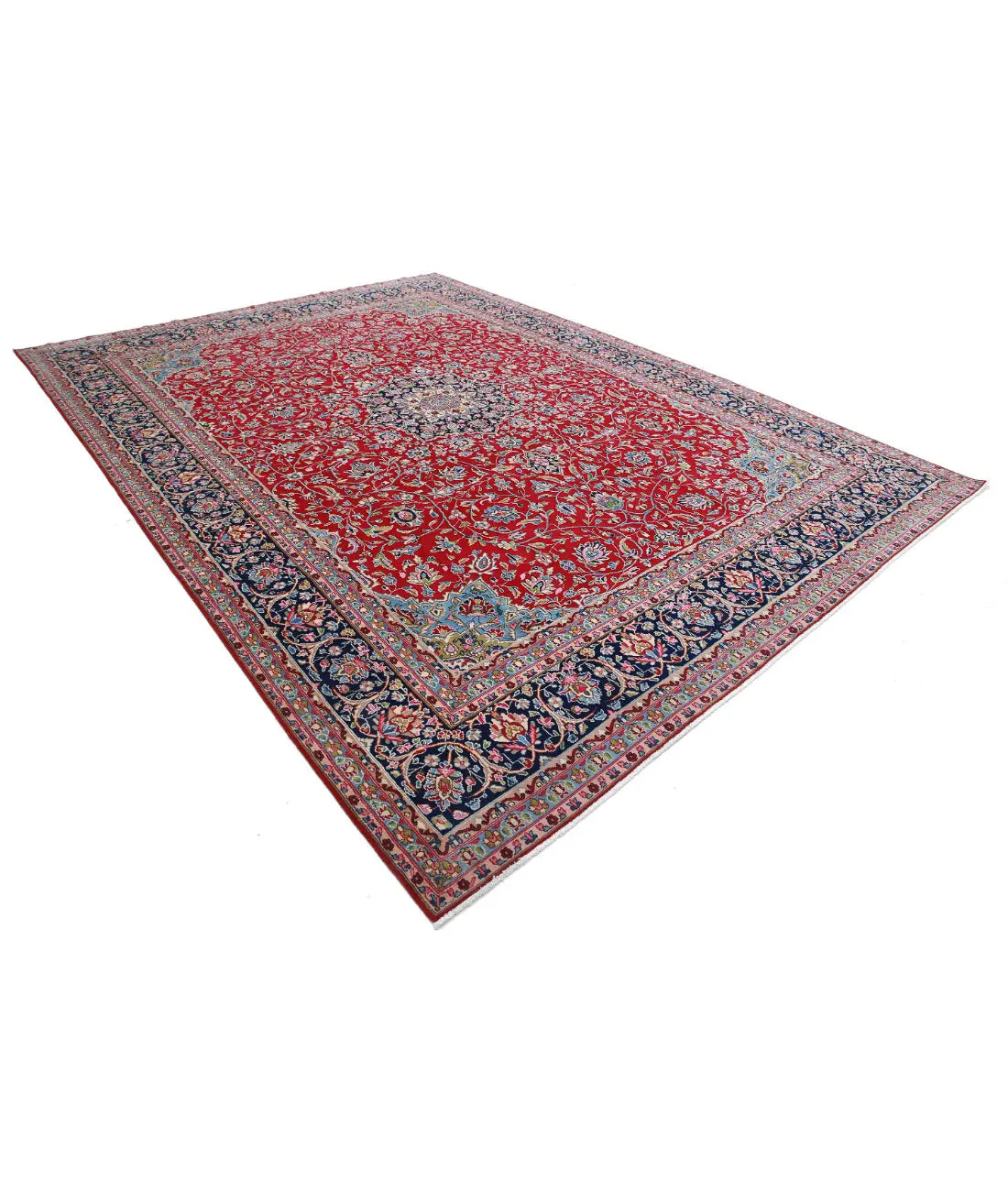 Hand Knotted Oriental Kerman Wool Rug - 9'10'' x 13'8''