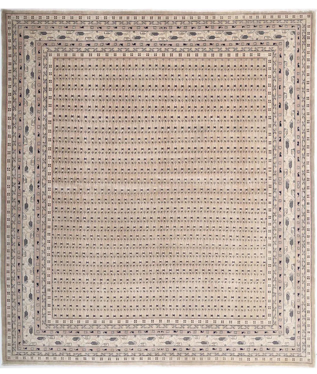 Hand Knotted Oriental Mir Saraband Wool Rug - 7&#39;11&#39;&#39; x 8&#39;9&#39;&#39;