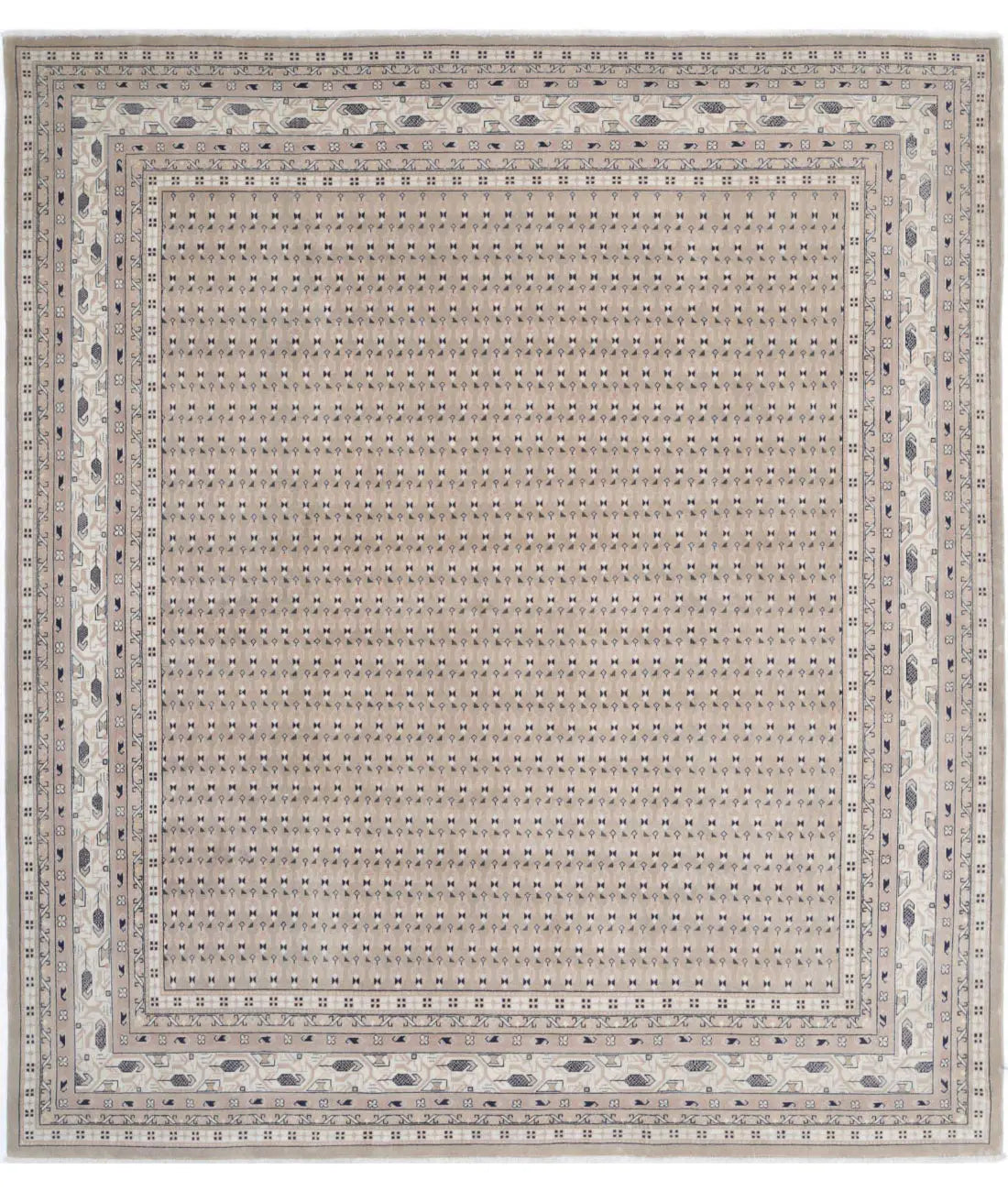 Hand Knotted Oriental Mir Saraband Wool Rug - 7&#39;8&#39;&#39; x 8&#39;7&#39;&#39;