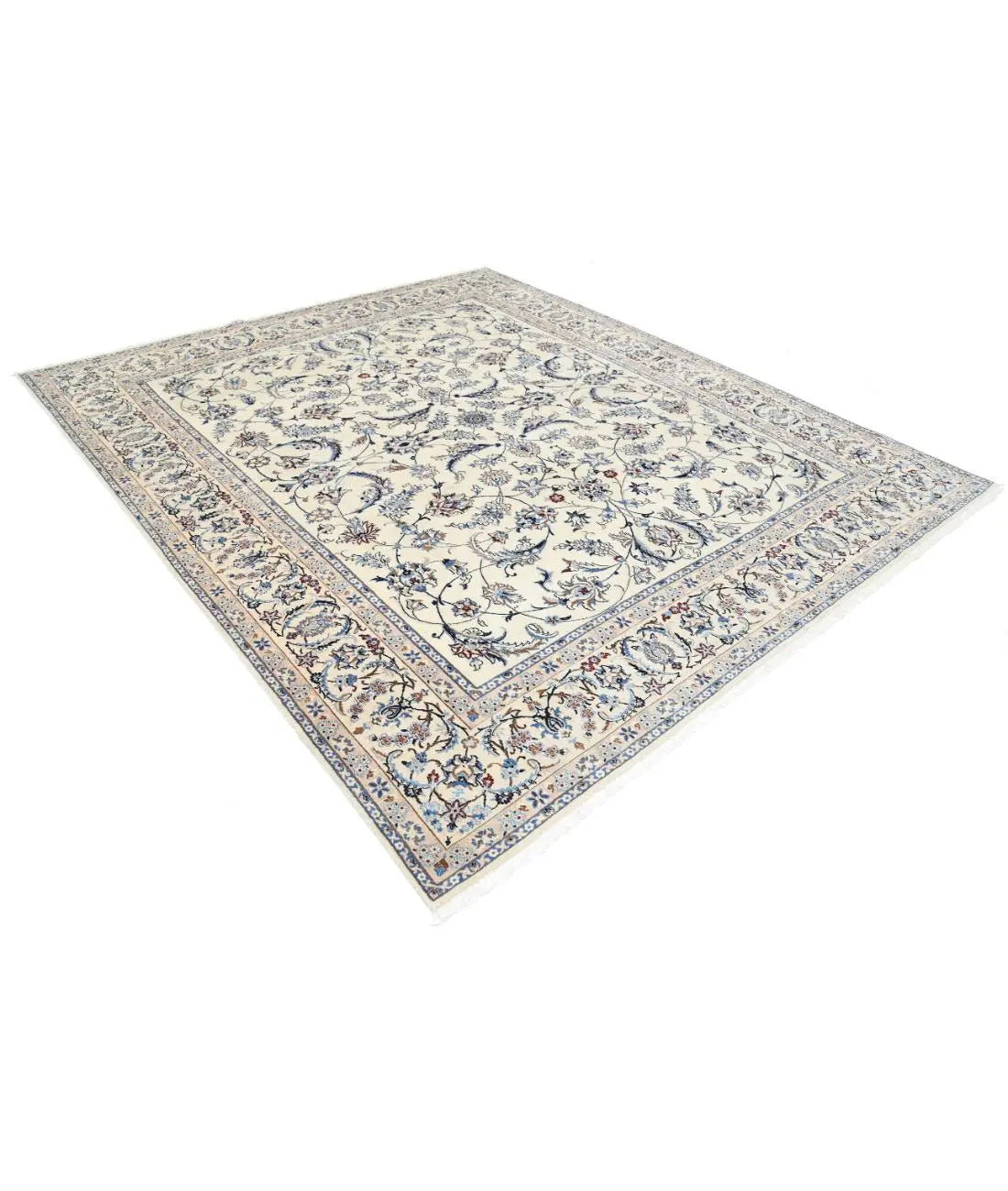 Hand Knotted Persian Nain Wool & Silk Rug - 8'0'' x 9'5'' Arteverk Arteverk Rugs