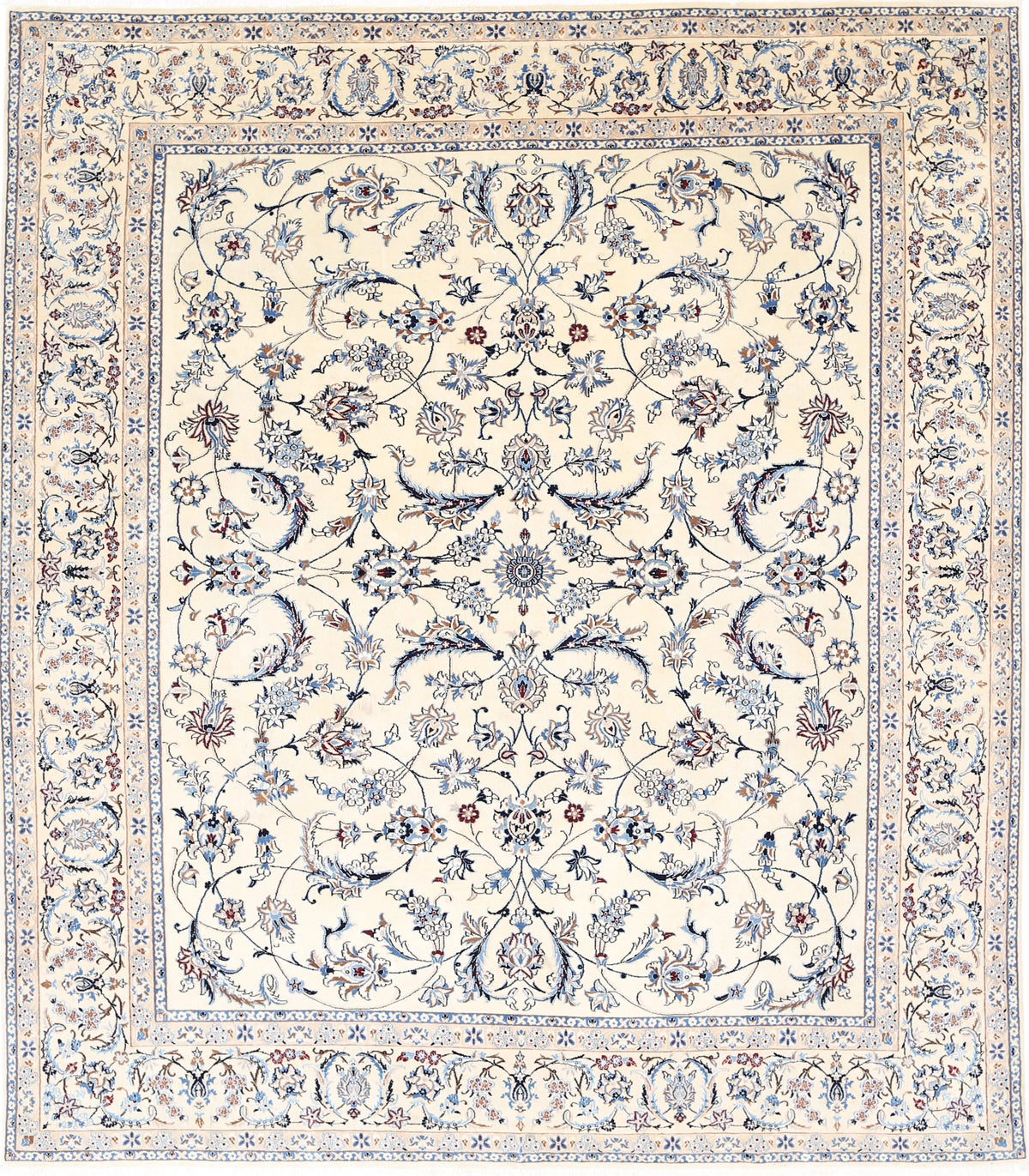 Hand Knotted Persian Nain Wool &amp; Silk Rug - 8&#39;0&#39;&#39; x 9&#39;5&#39;&#39; Arteverk Arteverk Rugs