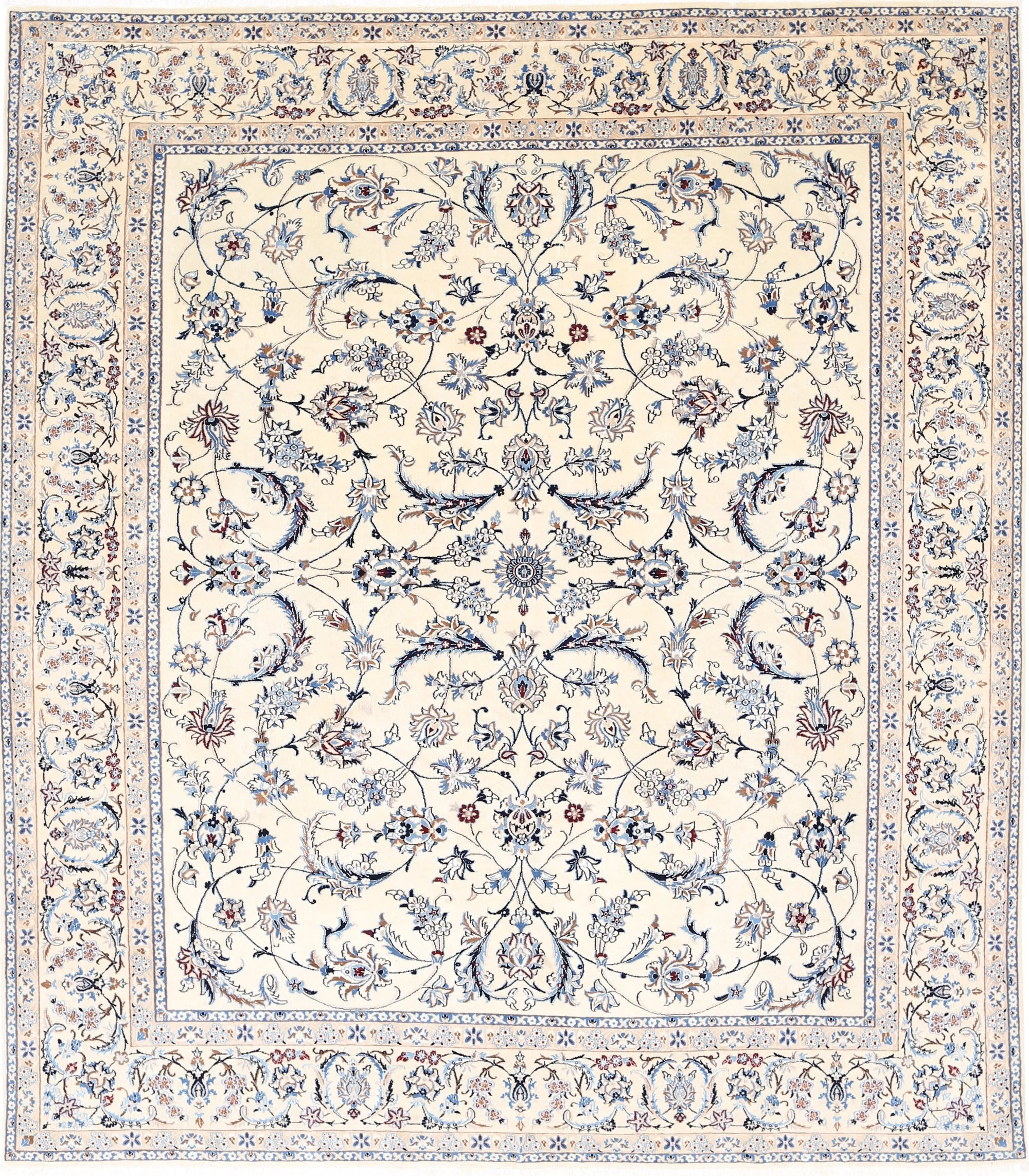 Hand Knotted Persian Nain Wool & Silk Rug - 8'0'' x 9'5'' Arteverk Arteverk Rugs