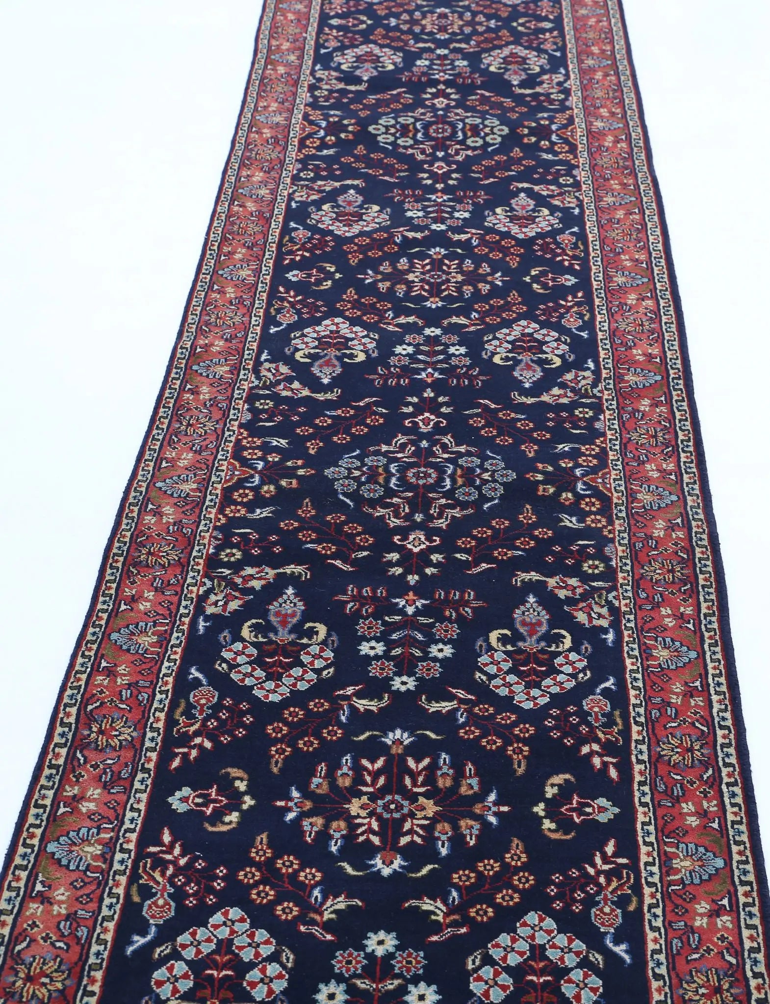 Hand Knotted Oriental Sarouk Wool Rug - 2'6'' x 12'6''