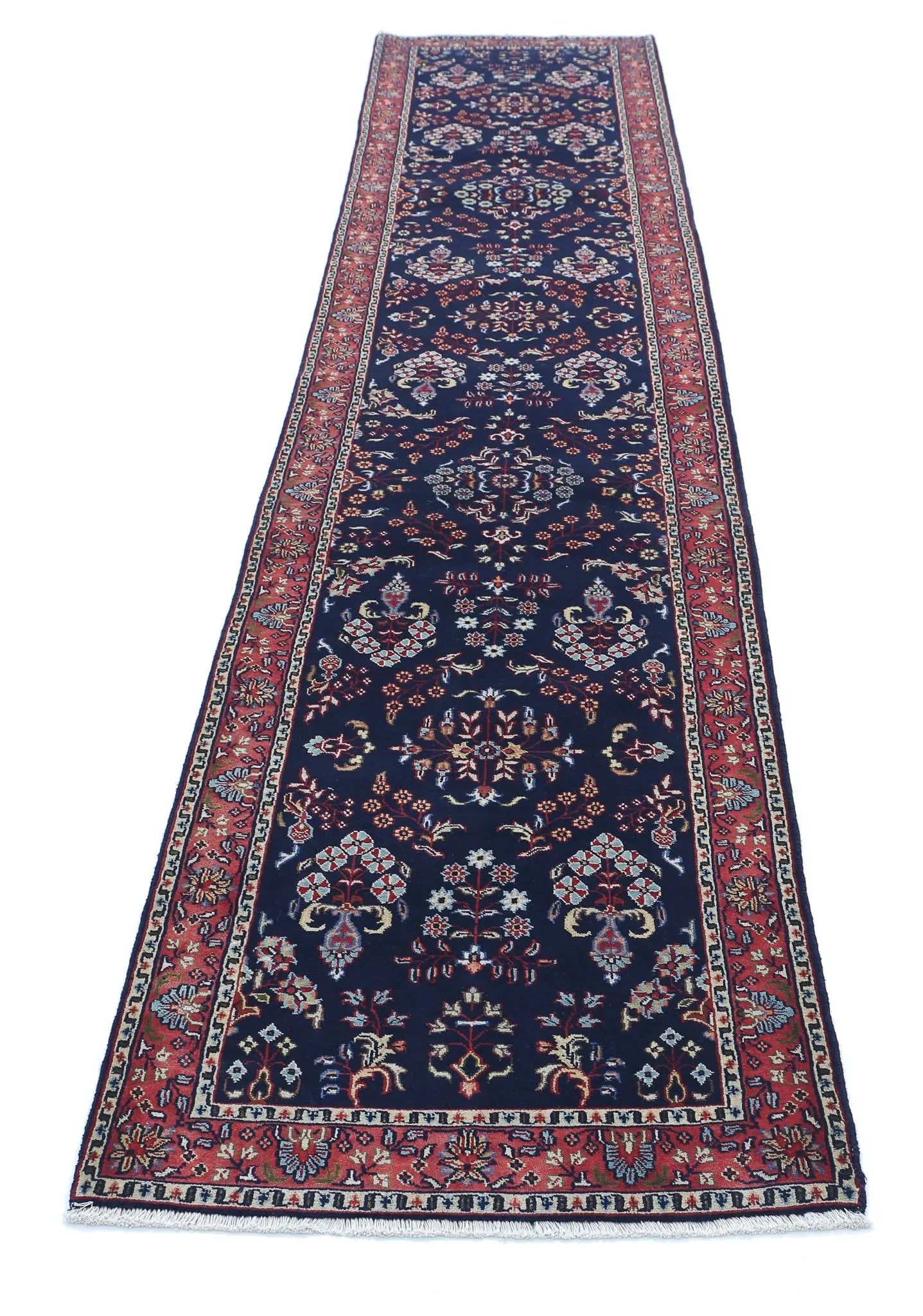 Hand Knotted Oriental Sarouk Wool Rug - 2'6'' x 12'6''