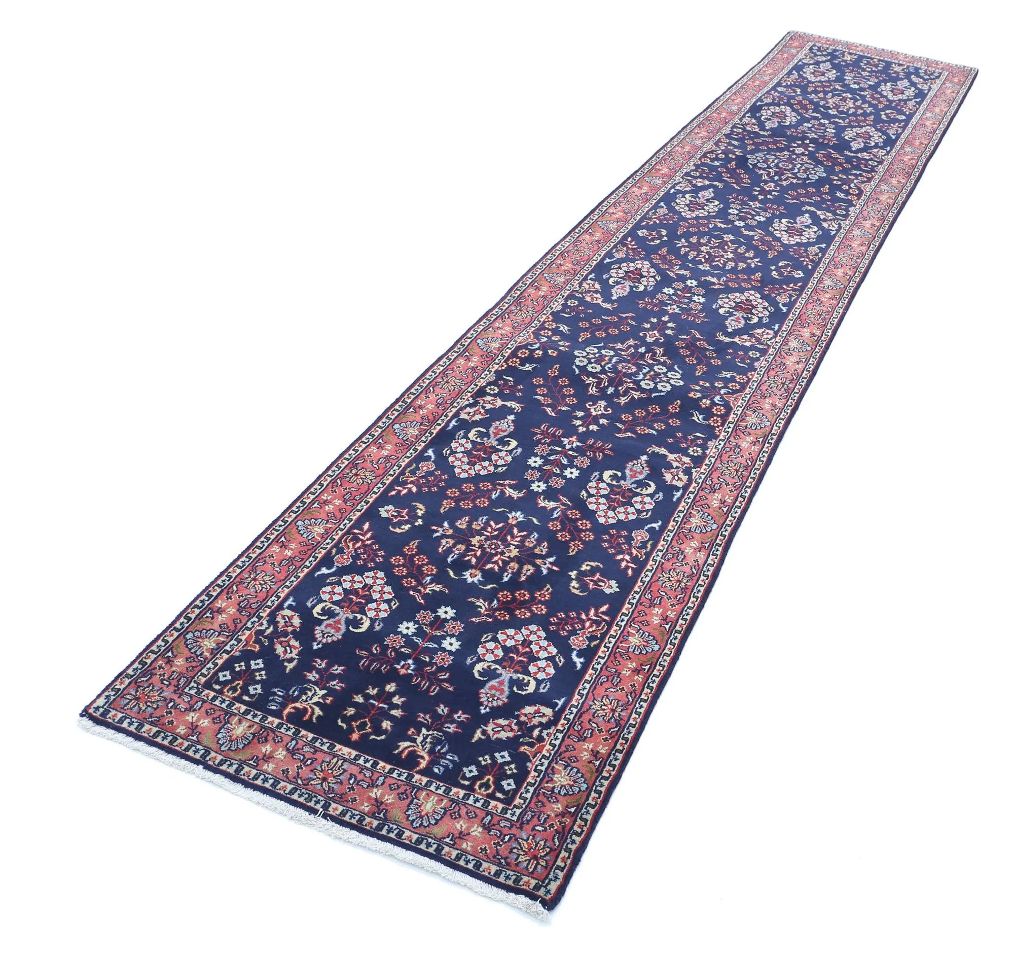 Hand Knotted Oriental Sarouk Wool Rug - 2'6'' x 12'6''