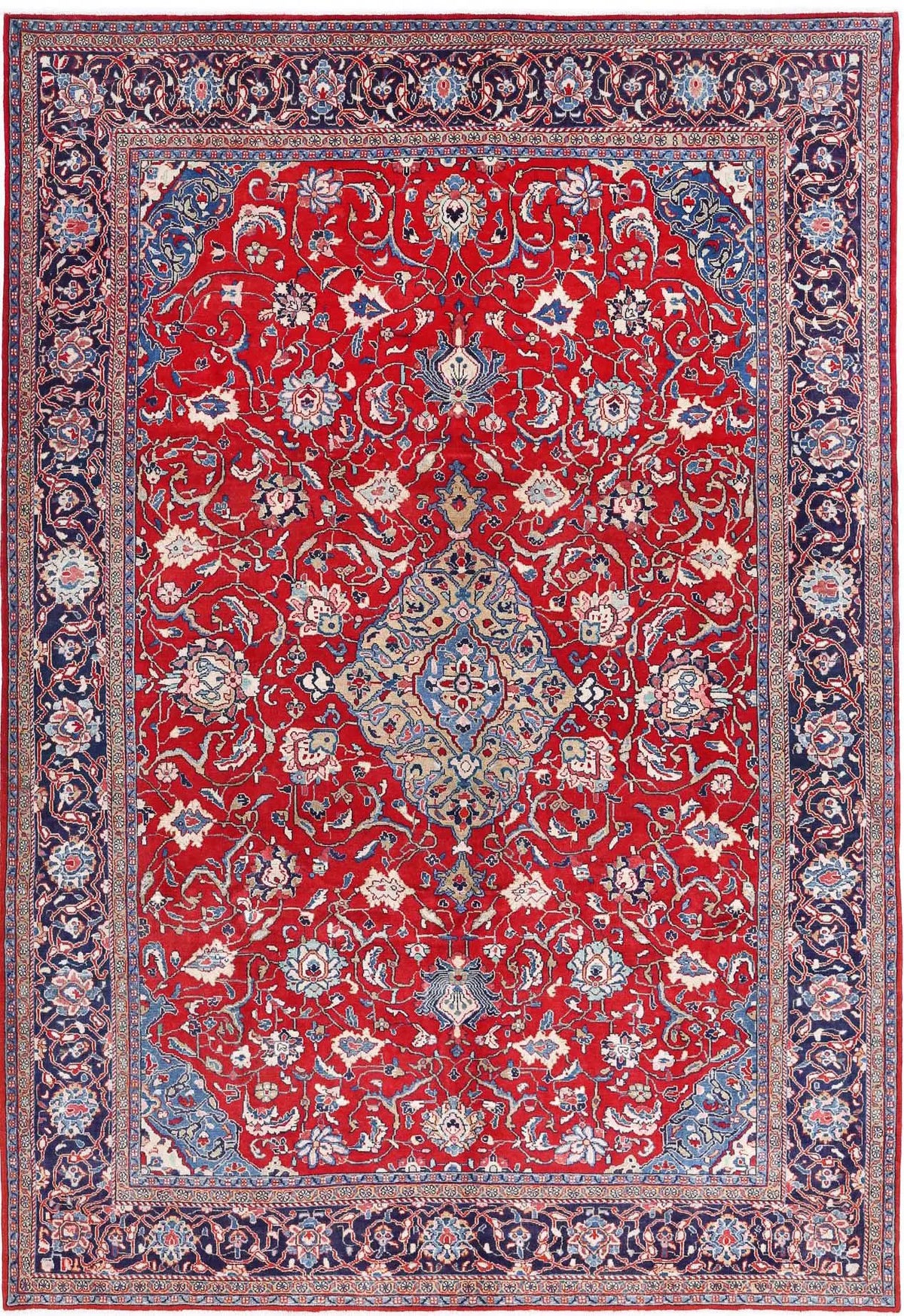 Hand Knotted Oriental Sarouk Wool Rug - 7&#39;2&#39;&#39; x 10&#39;6&#39;&#39;