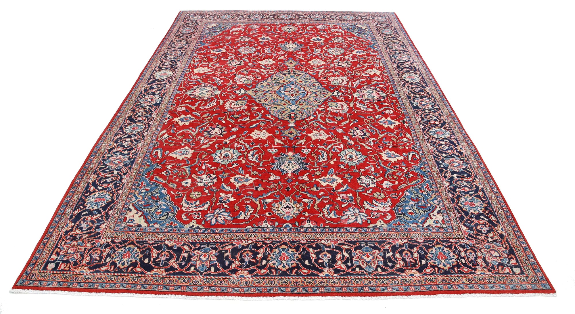 Hand Knotted Oriental Sarouk Wool Rug - 7'2'' x 10'6''