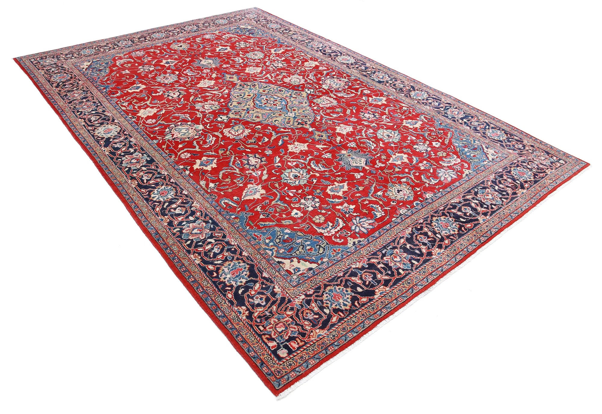 Hand Knotted Oriental Sarouk Wool Rug - 7'2'' x 10'6''