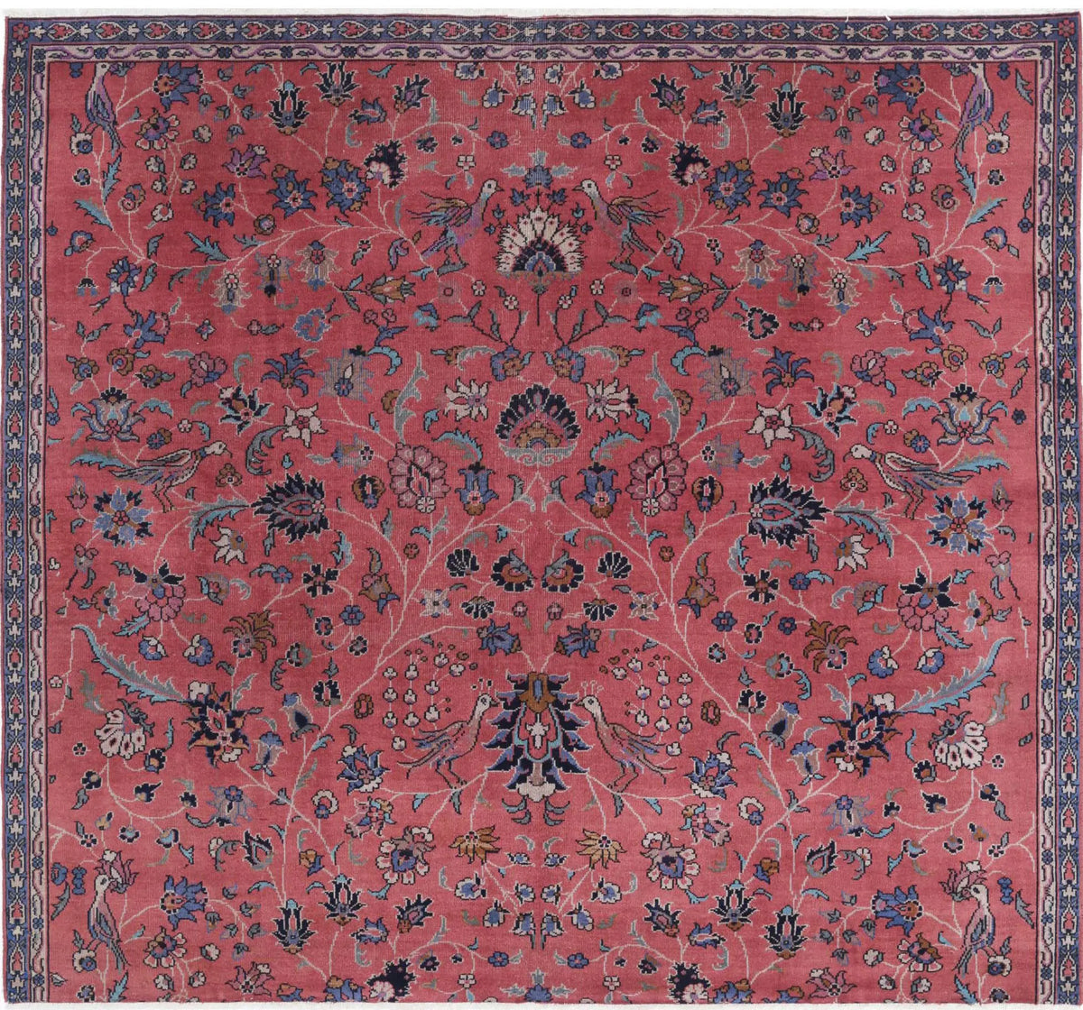 Hand Knotted Traditional Sarouk Wool Rug - 7&#39;2&#39;&#39; x 6&#39;6&#39;&#39;