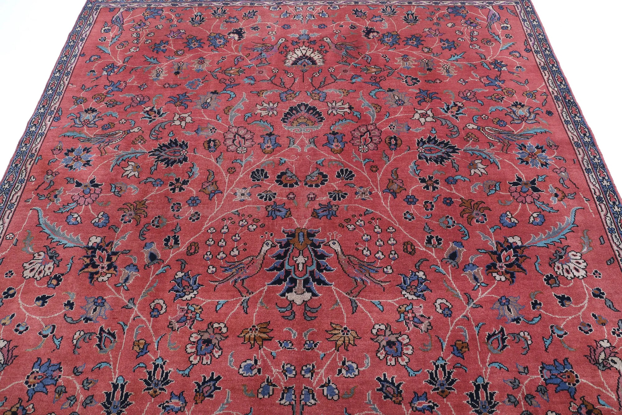 Hand Knotted Traditional Sarouk Wool Rug - 7'2'' x 6'6''