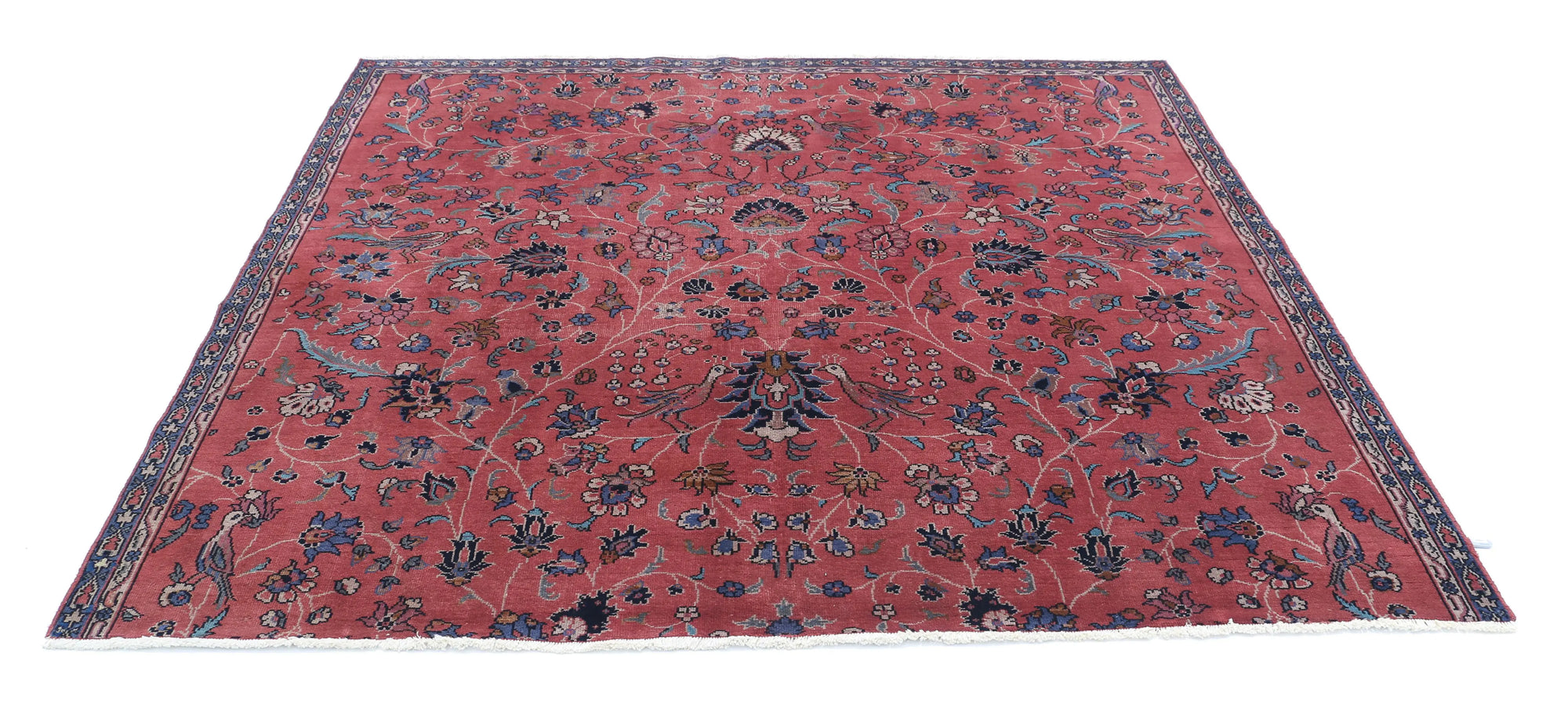 Hand Knotted Traditional Sarouk Wool Rug - 7'2'' x 6'6''