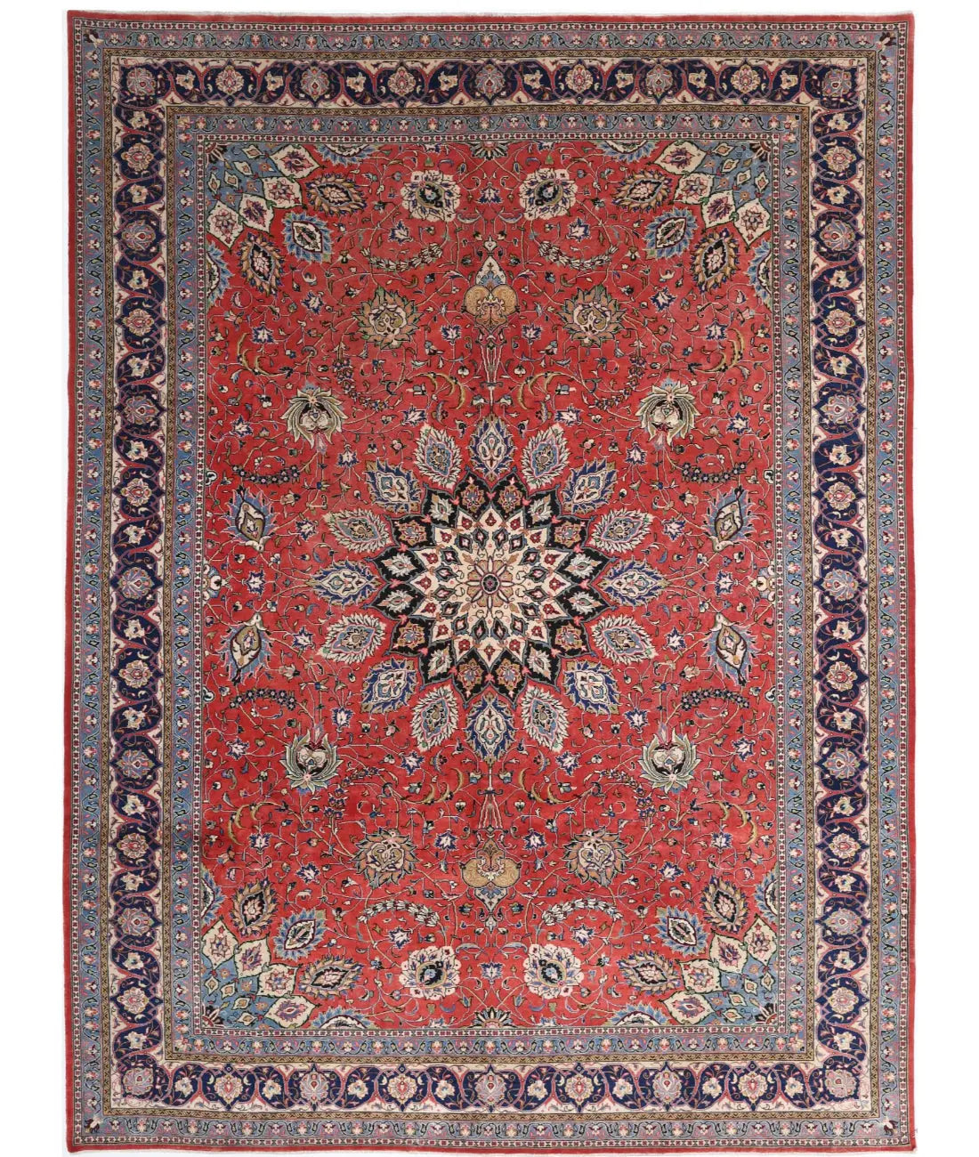 Hand Knotted Oriental Tabriz Wool Rug - 8&#39;11&#39;&#39; x 12&#39;4&#39;&#39;