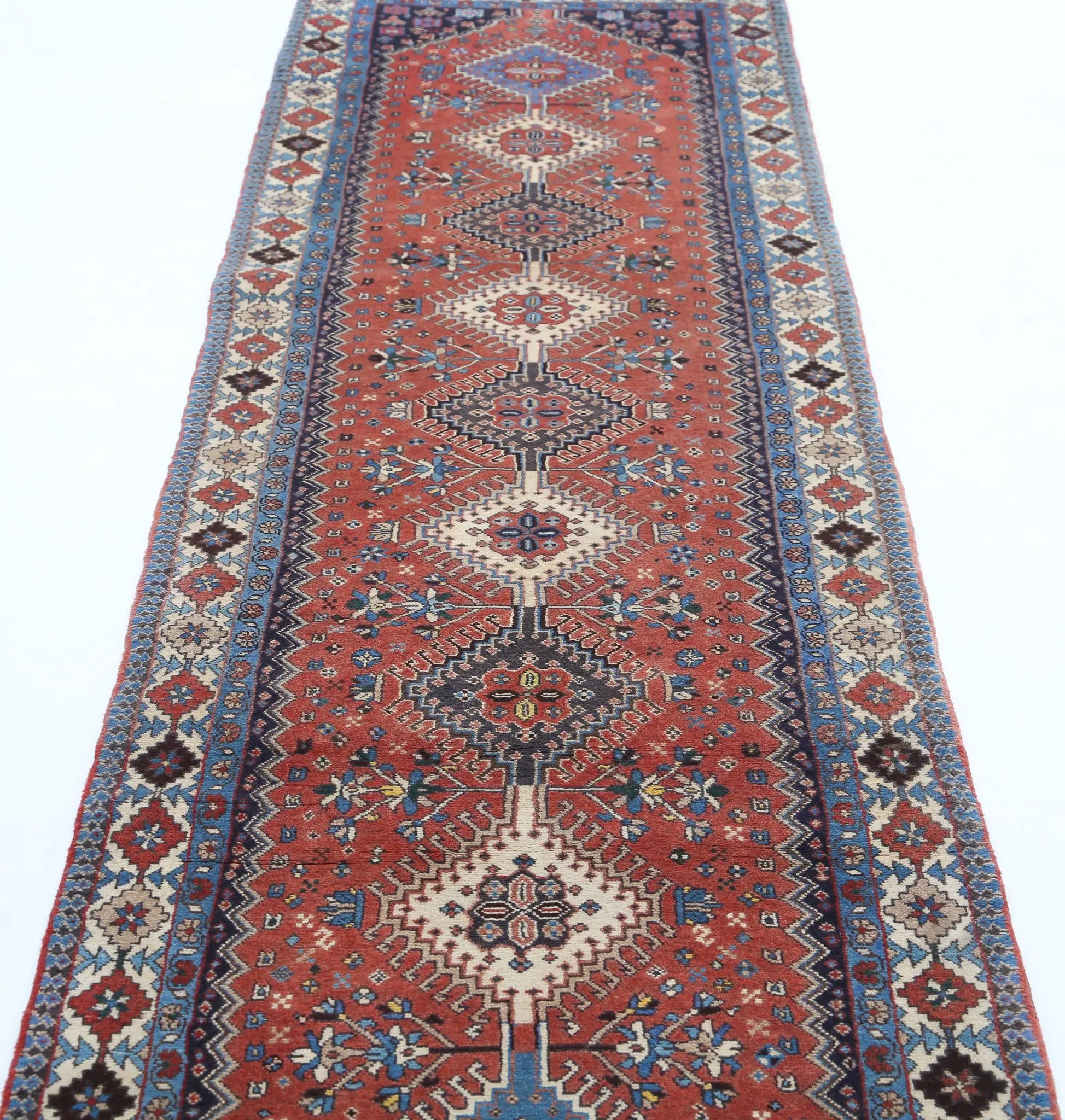 Hand Knotted Oriental Yalameh Wool Rug - 2'8'' x 12'1''