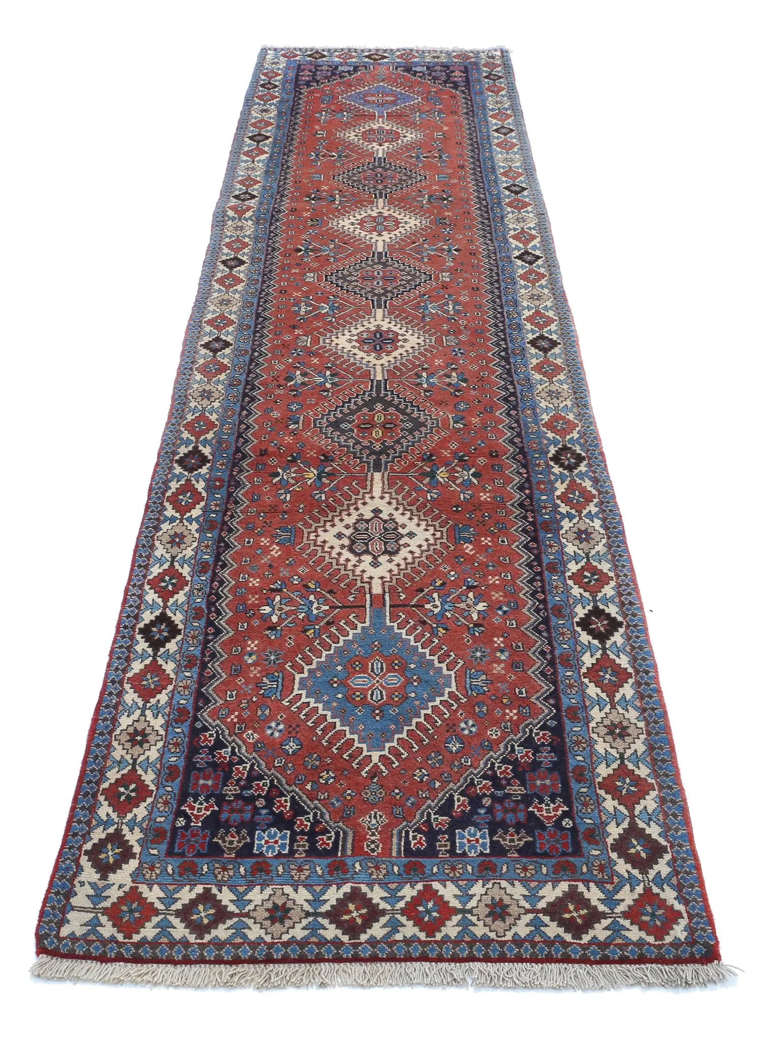 Hand Knotted Oriental Yalameh Wool Rug - 2'8'' x 12'1''