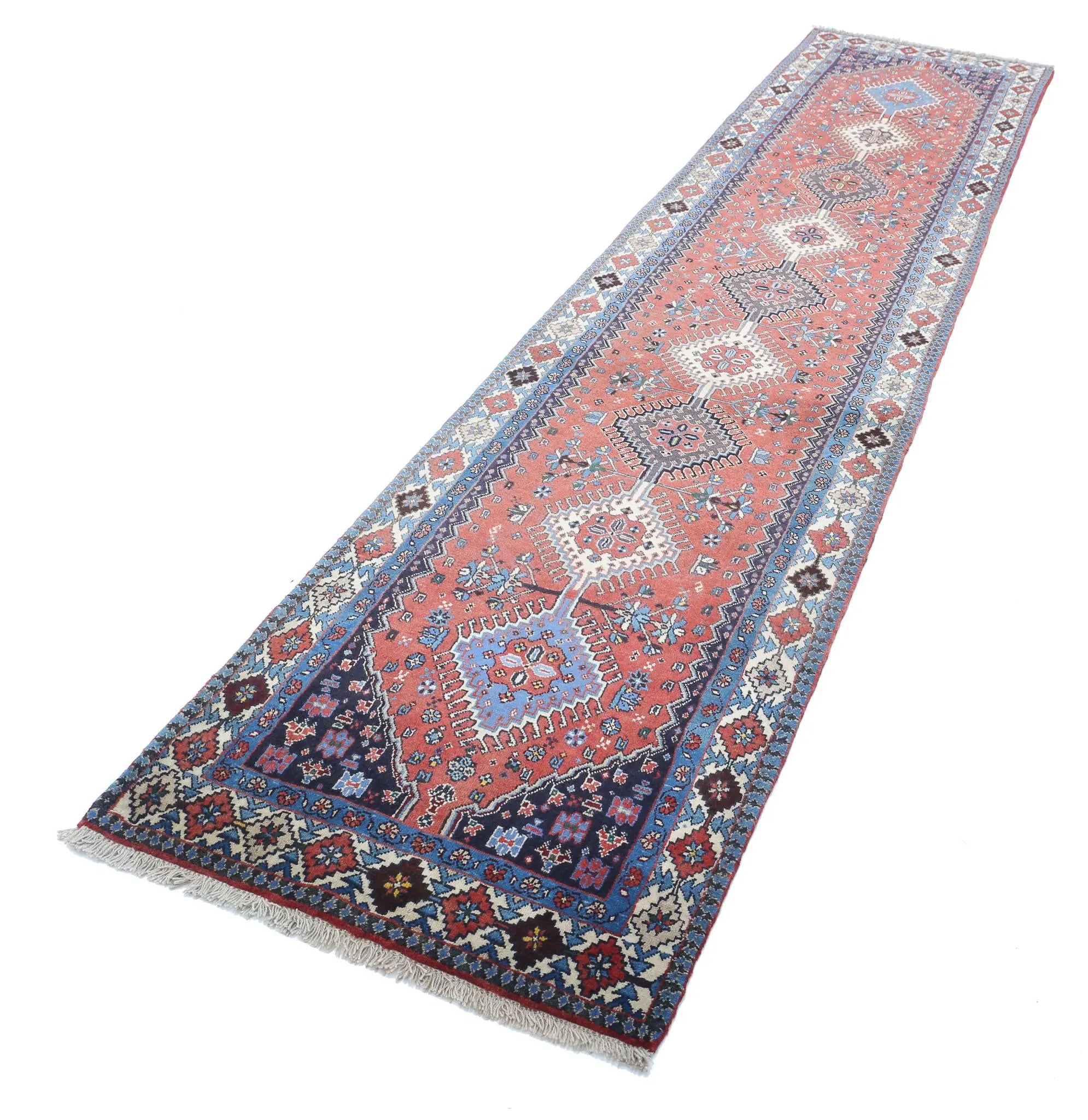 Hand Knotted Oriental Yalameh Wool Rug - 2'8'' x 12'1''