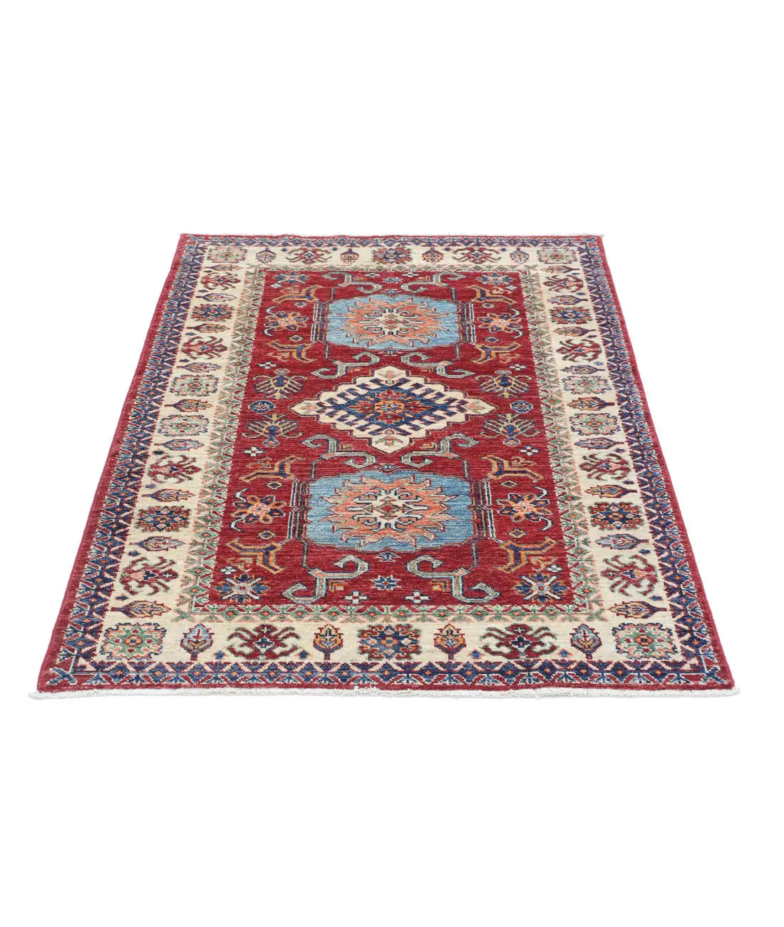 Hand Knotted Royal Kazak Wool Rug - 3'6'' x 4'9'' - Arteverk Rugs Area rug