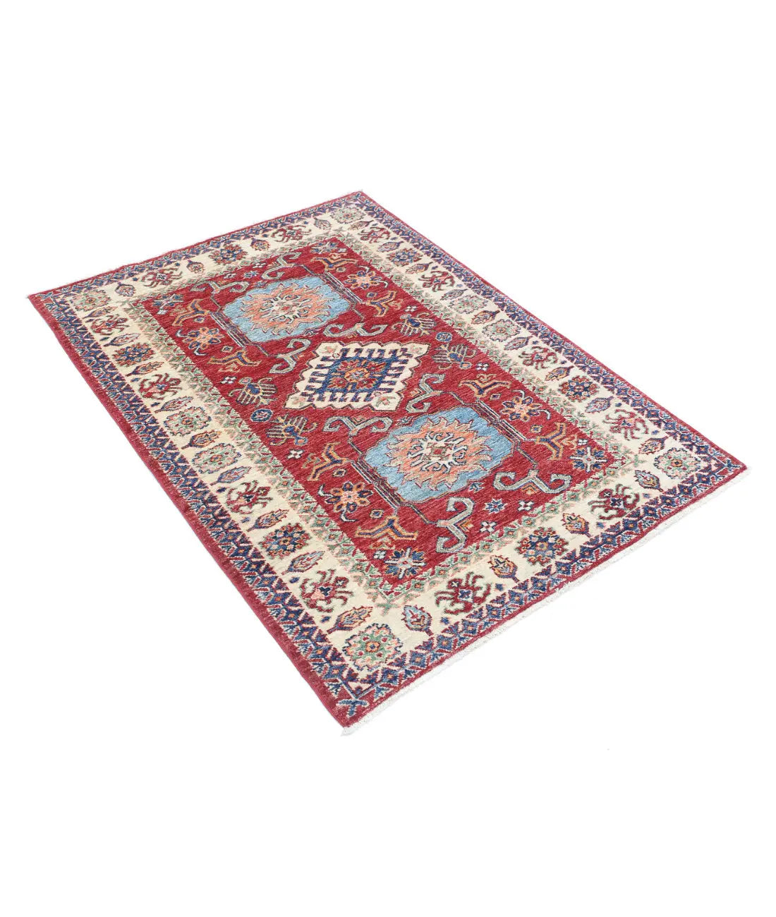 Hand Knotted Royal Kazak Wool Rug - 3'6'' x 4'9'' - Arteverk Rugs Area rug