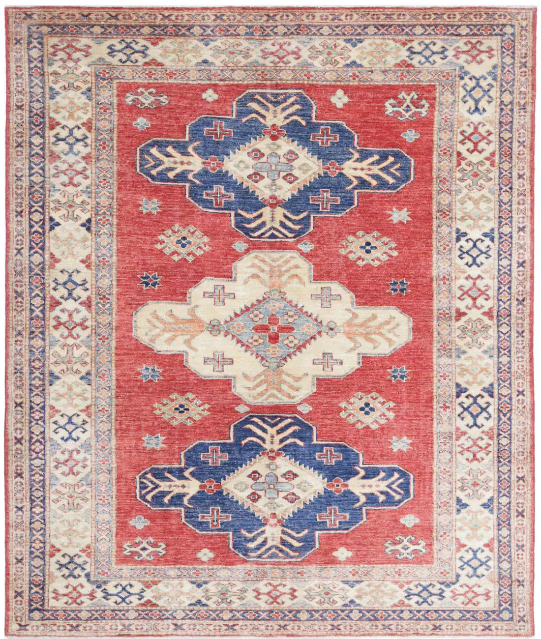 Hand Knotted Royal Kazak Wool Rug - 4&#39;11&#39;&#39; x 5&#39;11&#39;&#39; - Arteverk Rugs Area rug