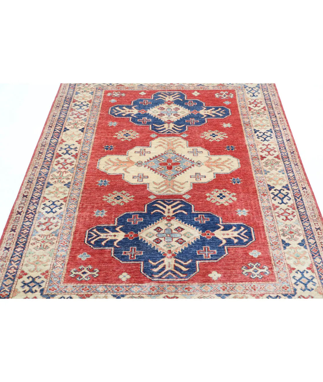 Hand Knotted Royal Kazak Wool Rug - 4'11'' x 5'11'' - Arteverk Rugs Area rug