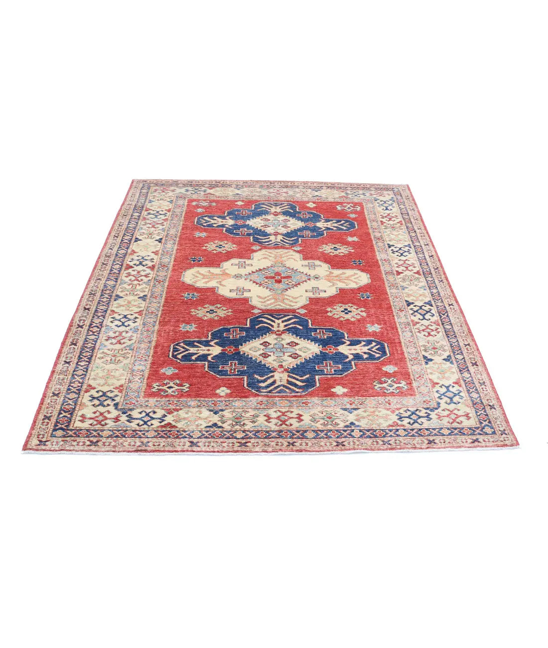 Hand Knotted Royal Kazak Wool Rug - 4'11'' x 5'11'' - Arteverk Rugs Area rug