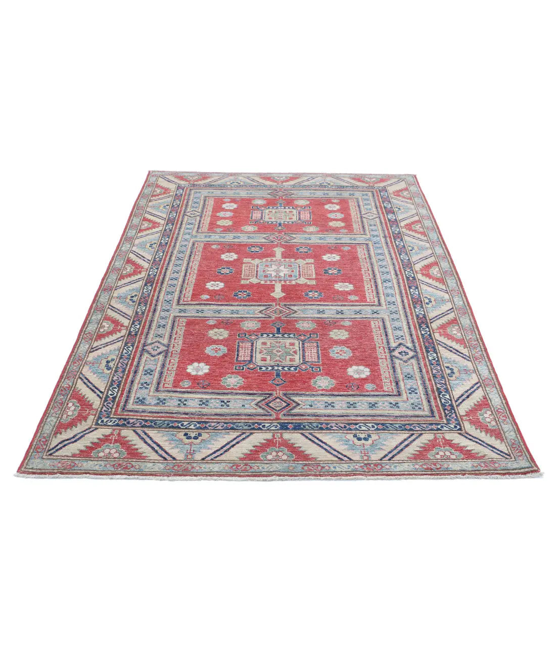 Hand Knotted Royal Kazak Wool Rug - 4'7'' x 6'9'' - Arteverk Rugs Area rug