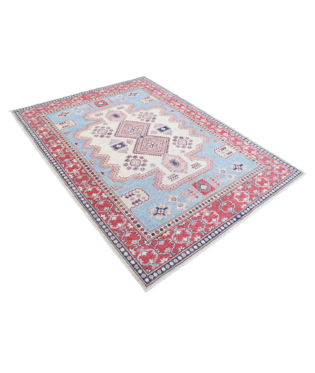 Hand Knotted Royal Kazak Wool Rug - 5'1'' x 6'9'' - Arteverk Rugs Area rug