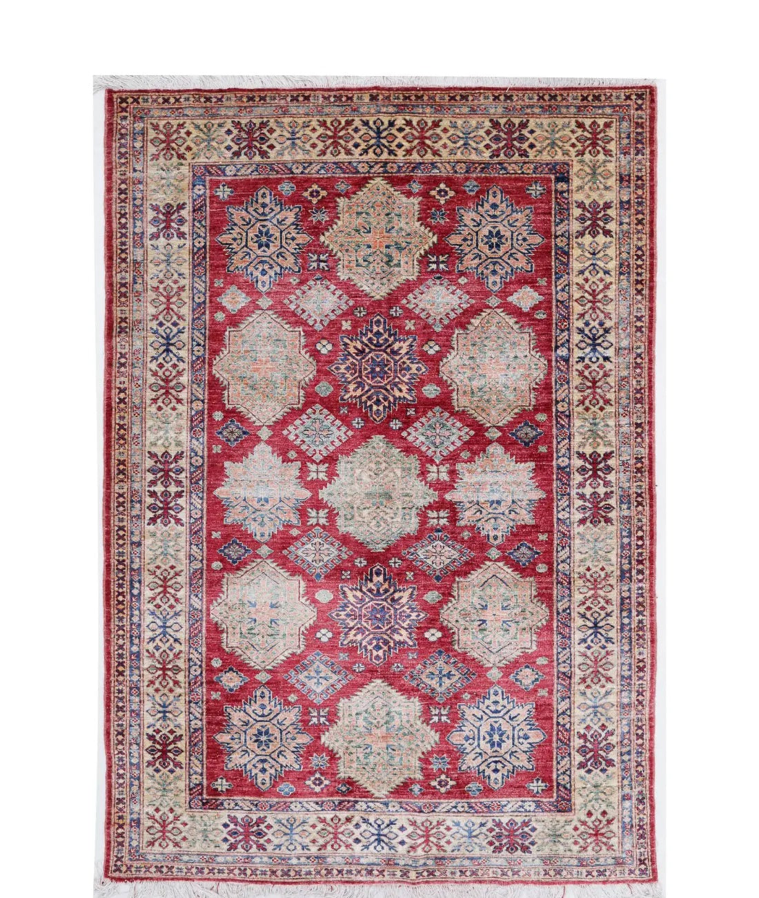 Hand Knotted Royal Kazak Wool Rug - 5&#39;3&#39;&#39; x 7&#39;6&#39;&#39;