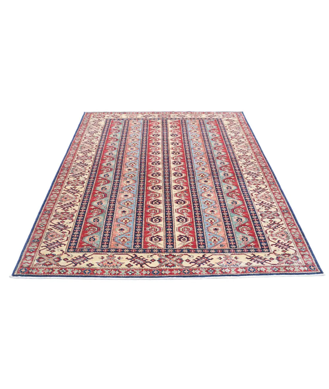 Hand Knotted Royal Kazak Wool Rug - 5'6'' x 7'4'' - Arteverk Rugs Area rug