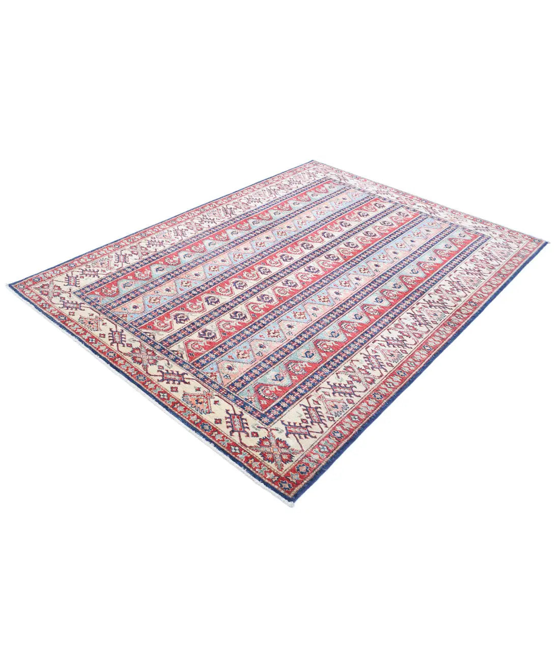 Hand Knotted Royal Kazak Wool Rug - 5'6'' x 7'4'' - Arteverk Rugs Area rug