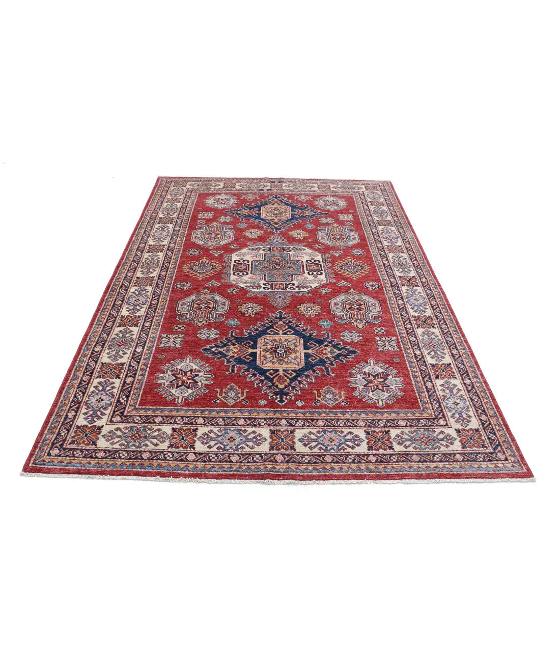 Hand Knotted Royal Kazak Wool Rug - 5'6'' x 8'3'' - Arteverk Rugs Area rug