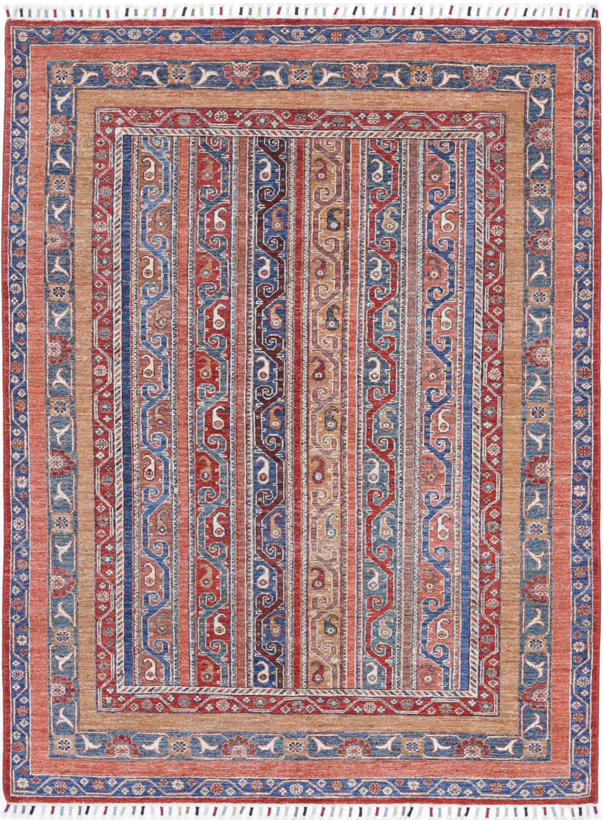 Hand Knotted Shaal Wool Rug - 4&#39;10&#39;&#39; x 6&#39;9&#39;&#39;