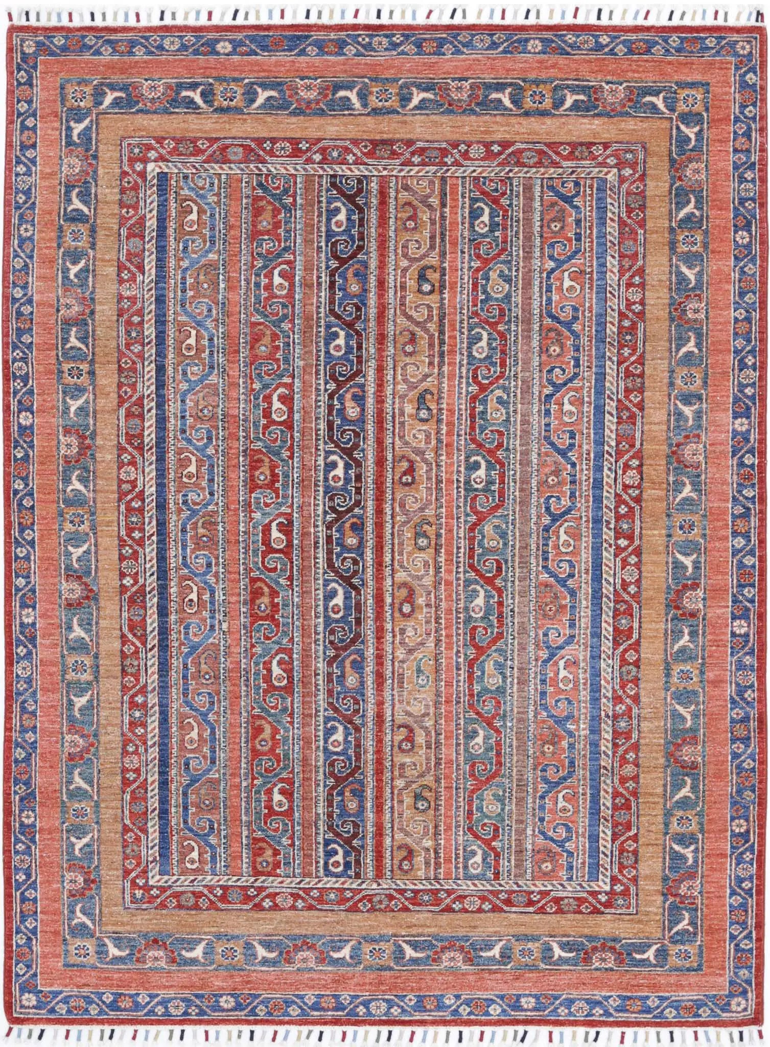 Hand Knotted Shaal Wool Rug - 4'10'' x 6'9''