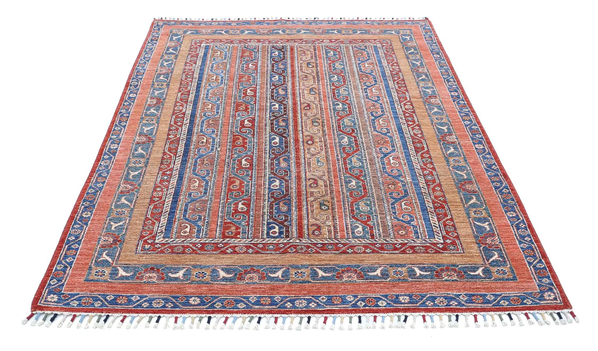 Hand Knotted Shaal Wool Rug - 4'10'' x 6'9''