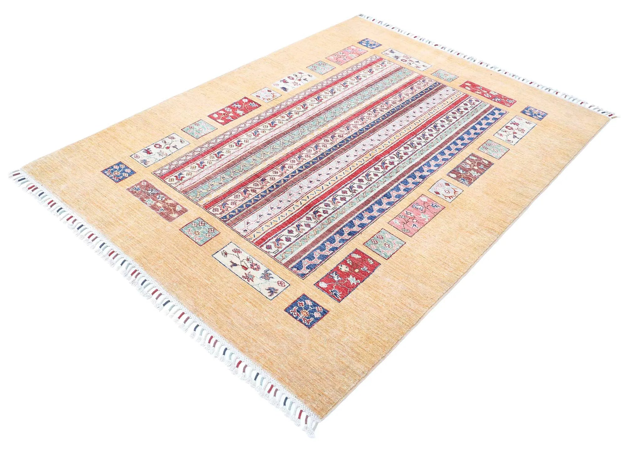 Hand Knotted Shaal Wool Rug - 4'11'' x 6'6''