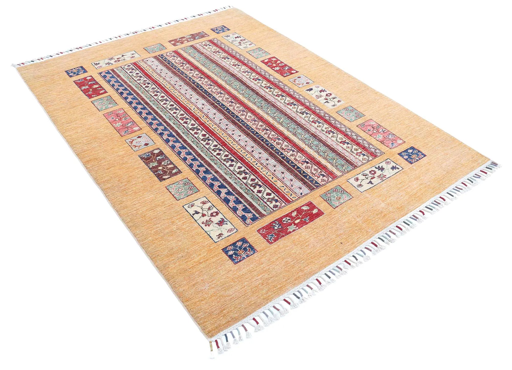 Hand Knotted Shaal Wool Rug - 4'11'' x 6'6''