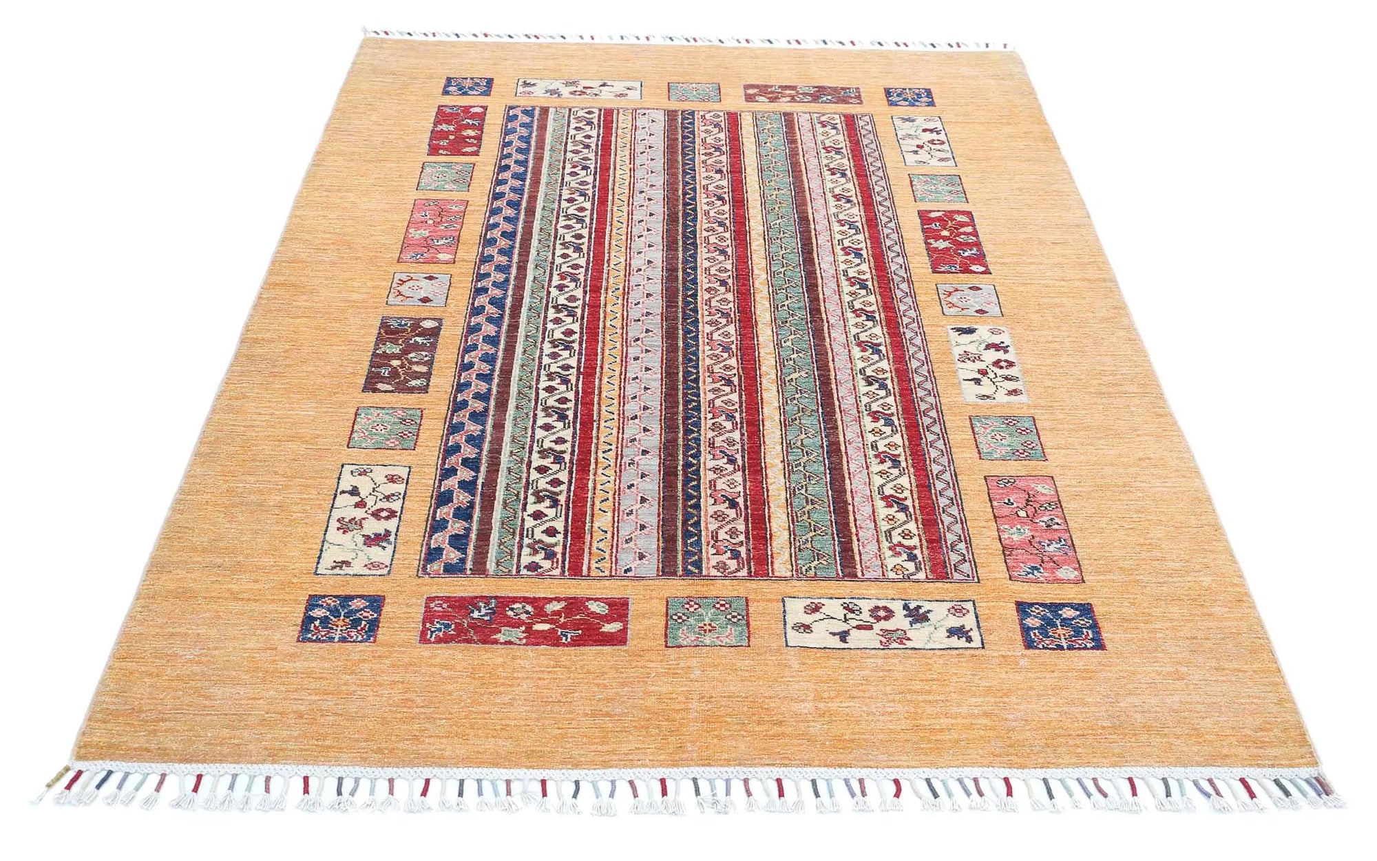 Hand Knotted Shaal Wool Rug - 4'11'' x 6'6''