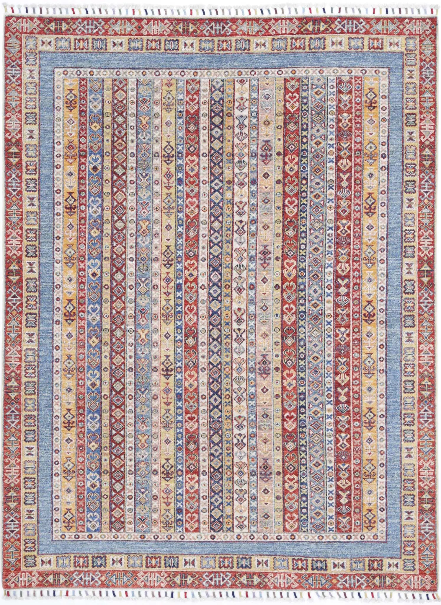 Hand Knotted Shaal Wool Rug - 4'11'' x 6'7''