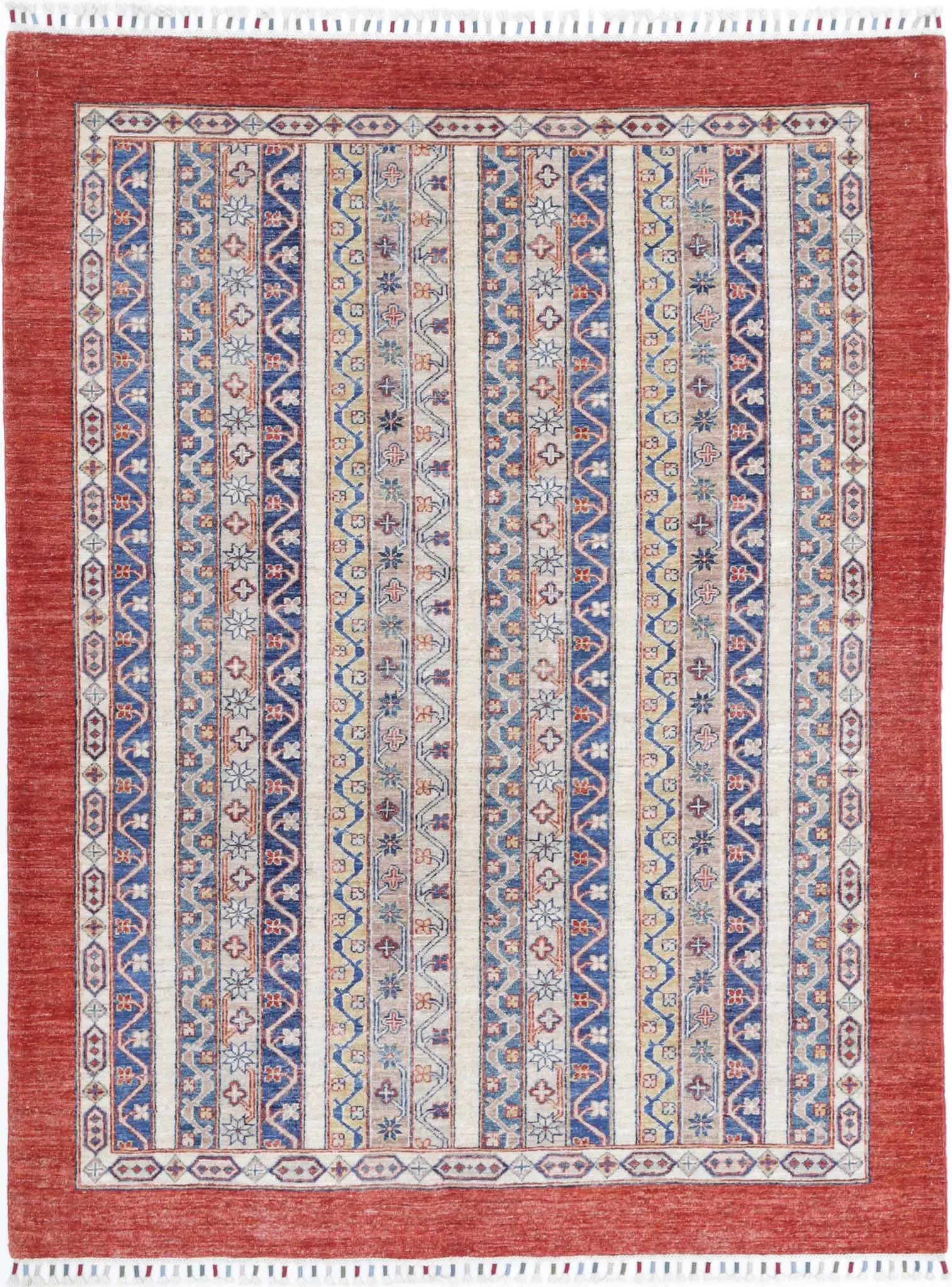 Hand Knotted Shaal Wool Rug - 4'9'' x 6'6''