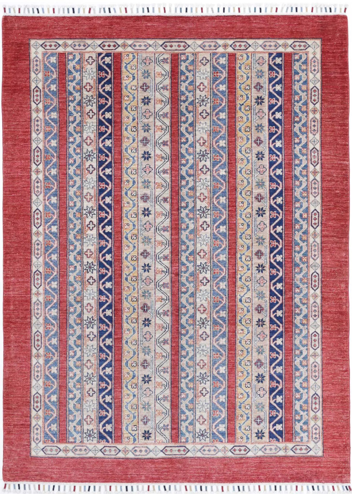 Hand Knotted Shaal Wool Rug - 4'9'' x 6'7''