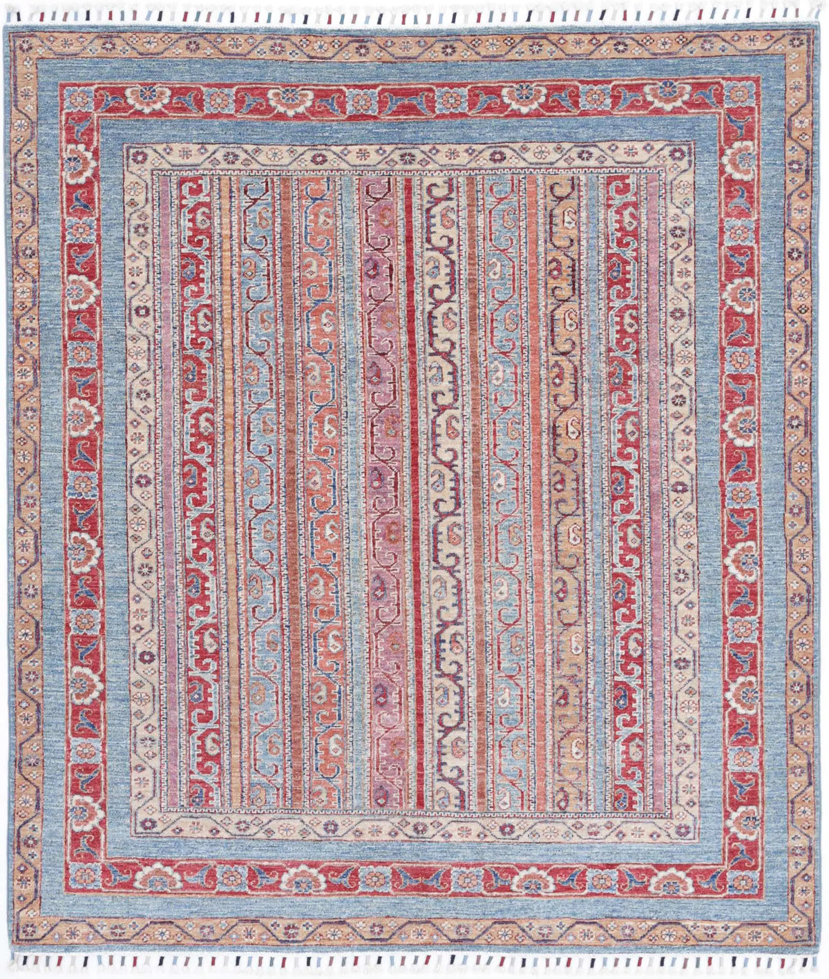 Hand Knotted Shaal Wool Rug - 5&#39;0&#39;&#39; x 5&#39;9&#39;&#39;