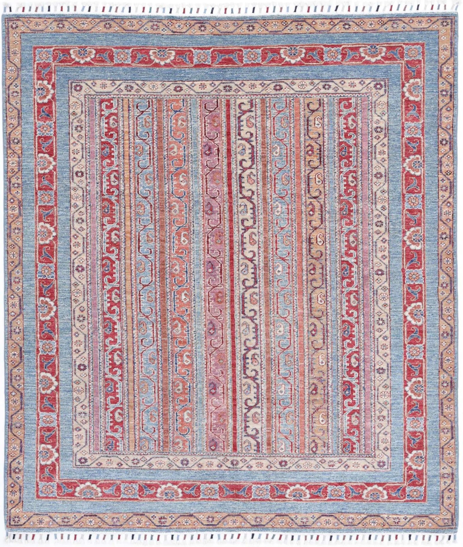 Hand Knotted Shaal Wool Rug - 5'0'' x 5'9''