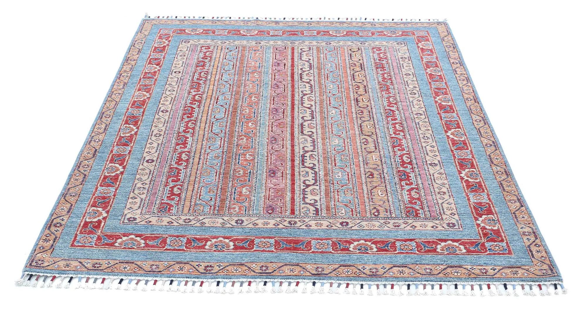 Hand Knotted Shaal Wool Rug - 5'0'' x 5'9''