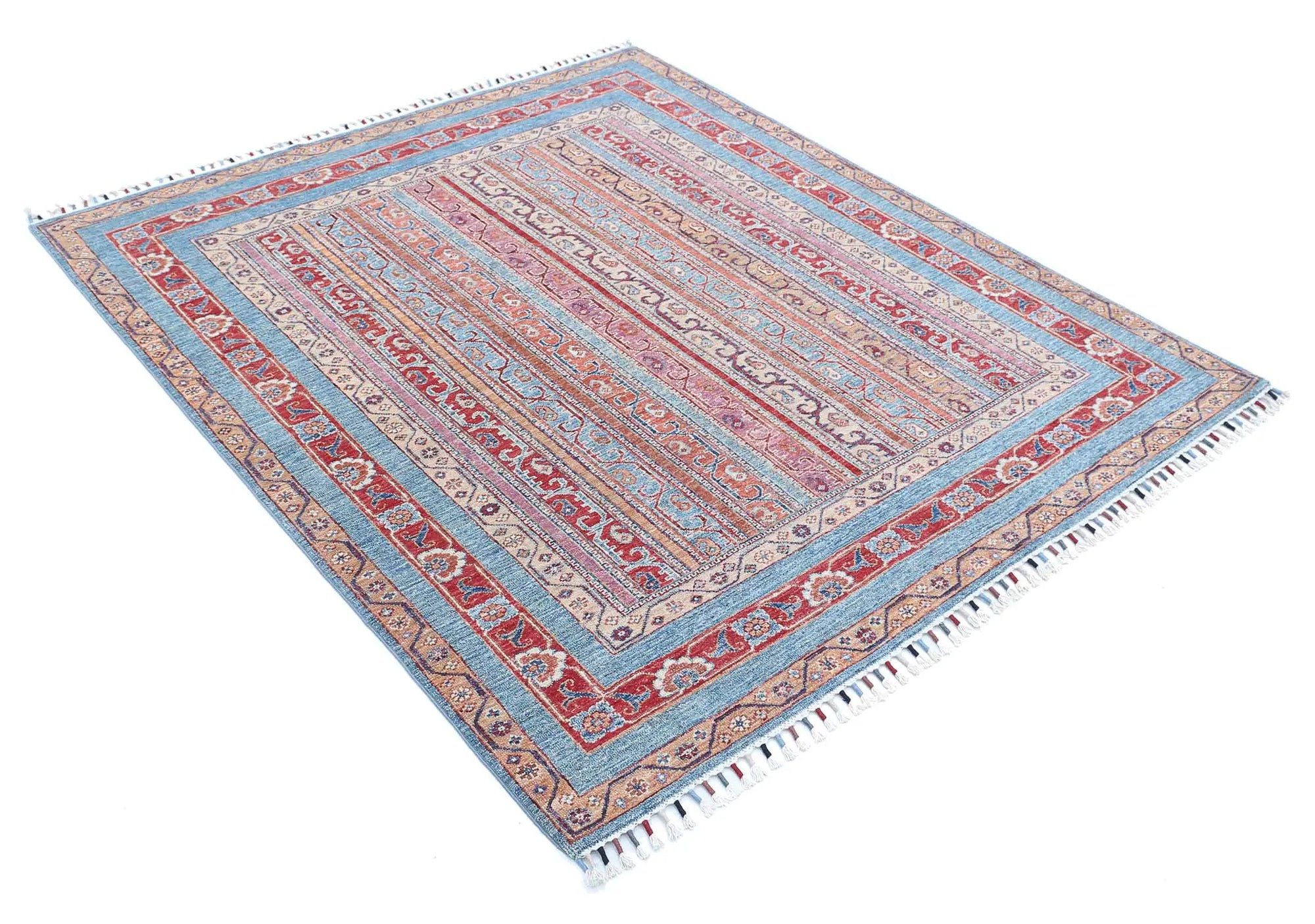 Hand Knotted Shaal Wool Rug - 5'0'' x 5'9''