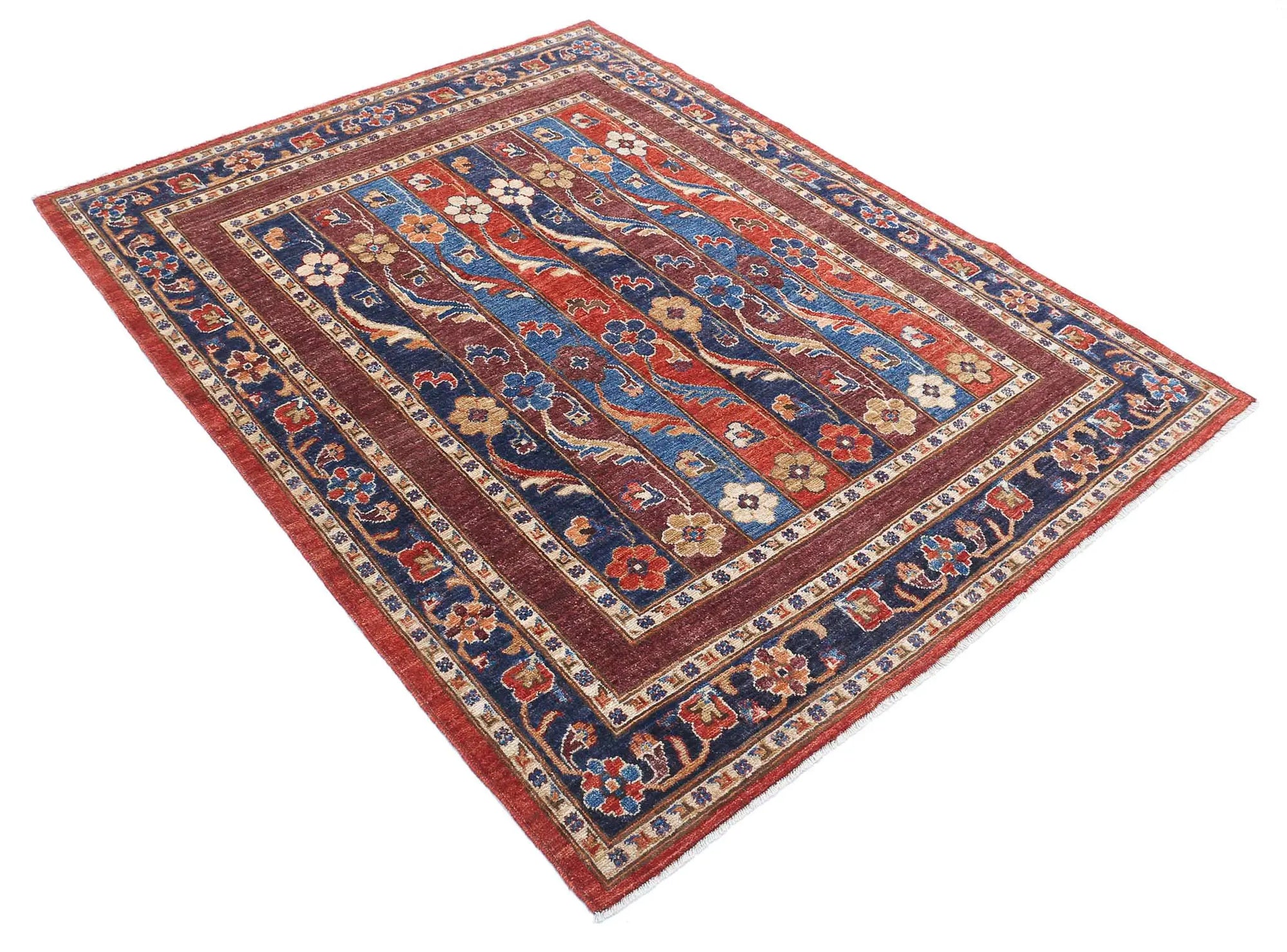 Hand Knotted Shaal Wool Rug - 5'0'' x 6'3'' - Arteverk Rugs Area rug