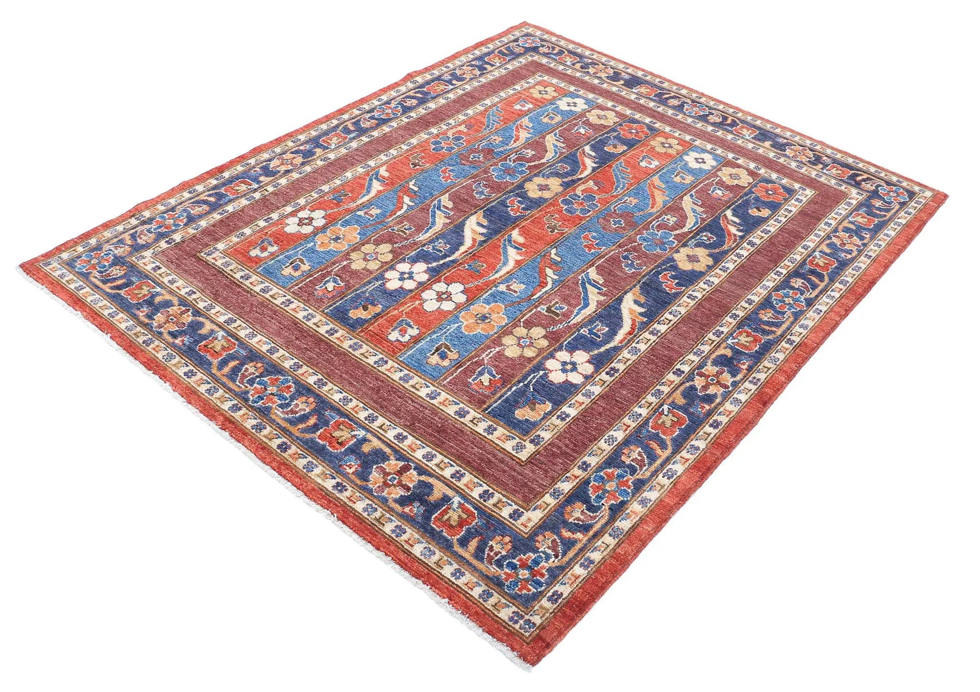 Hand Knotted Shaal Wool Rug - 5'0'' x 6'3'' - Arteverk Rugs Area rug