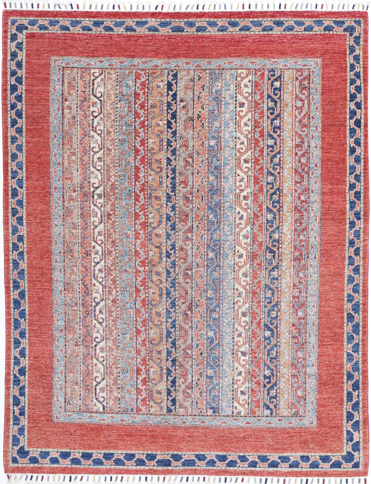 Hand Knotted Shaal Wool Rug - 5&#39;0&#39;&#39; x 6&#39;6&#39;&#39;