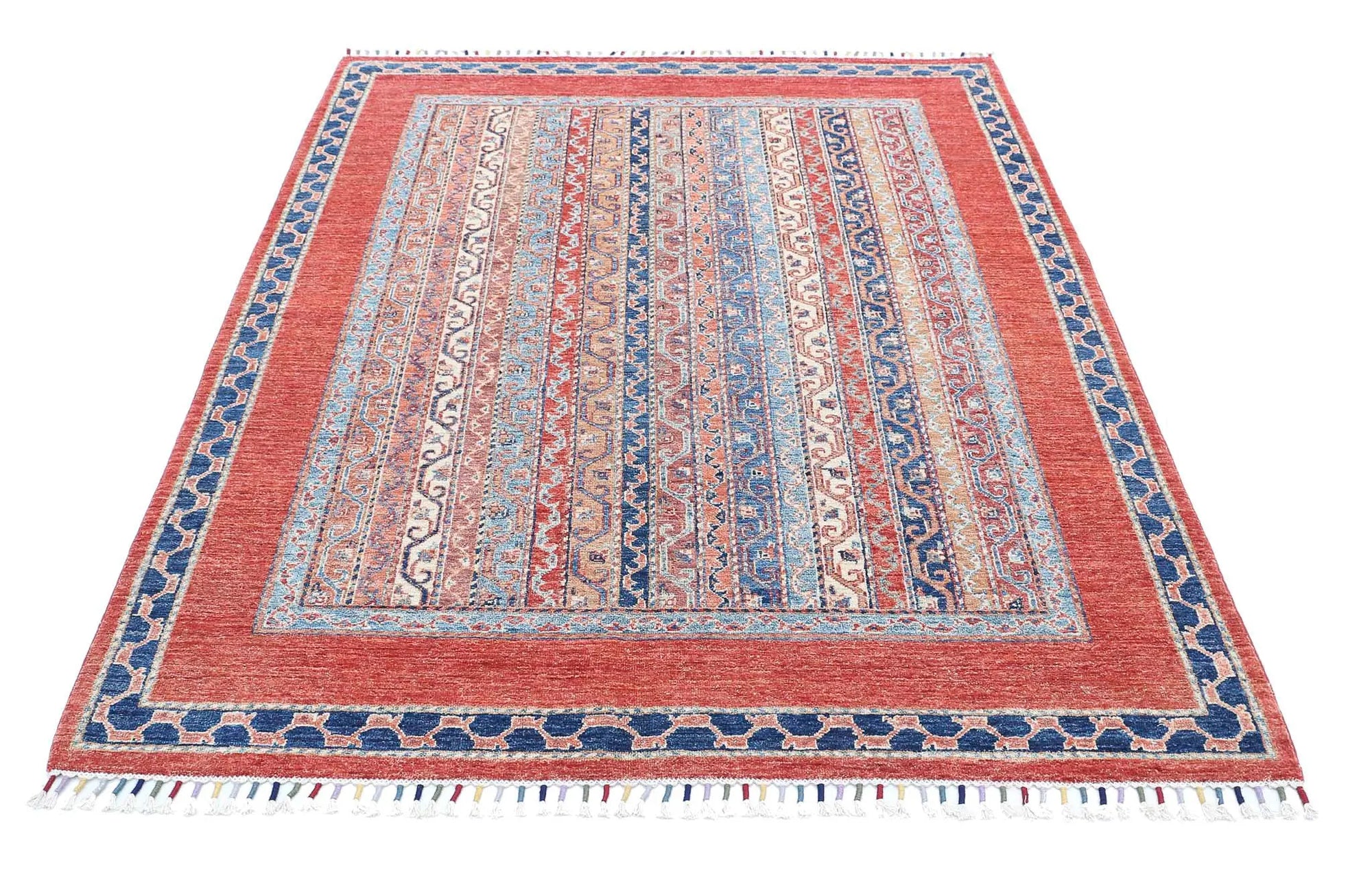 Hand Knotted Shaal Wool Rug - 5'0'' x 6'6''