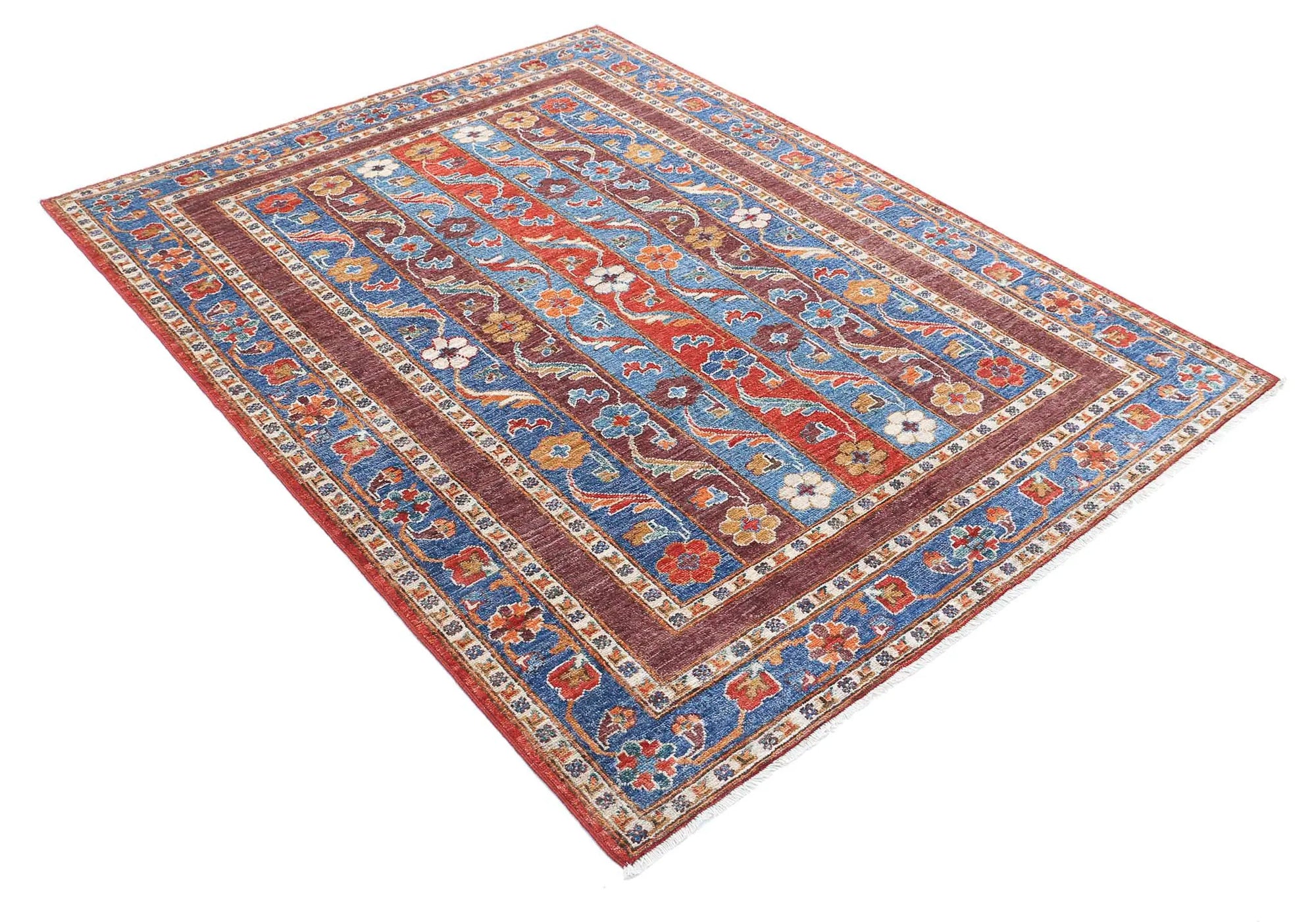 Hand Knotted Shaal Wool Rug - 5'0'' x 6'7'' - Arteverk Rugs Area rug